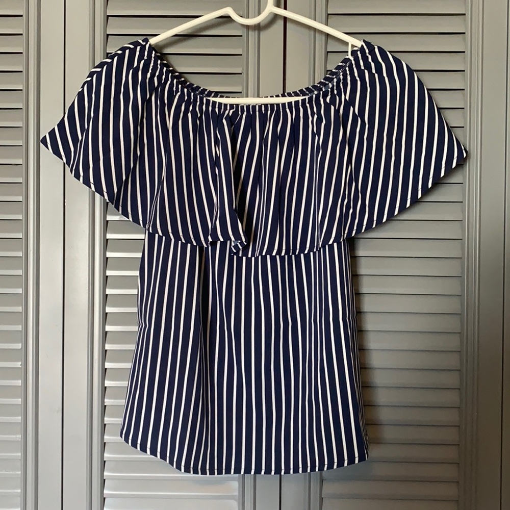 NWT Sherosa: Blue and White Striped OS - Small